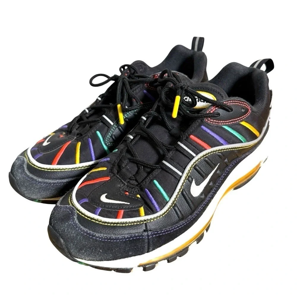 Nike Air Max 98 Womens 9 Pre-Owned Sneakers Black Multi Color BHM CI1901-023
